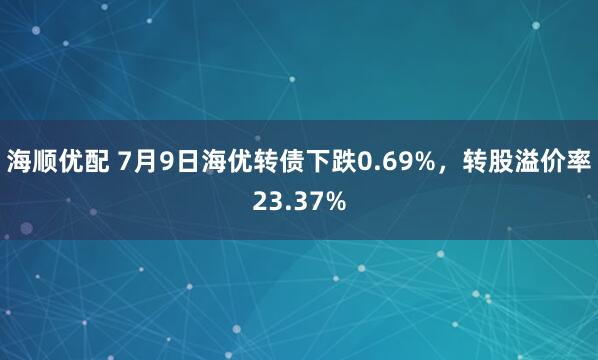 海顺优配 7月9日海优转债下跌0.69%，转股溢价率23.37%
