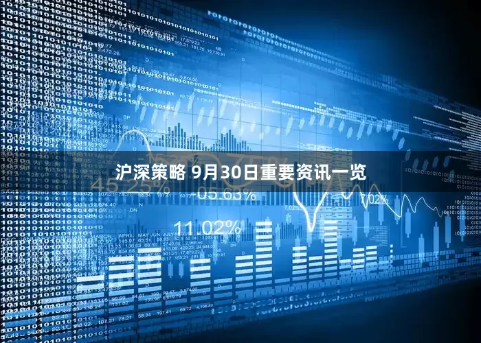 沪深策略 9月30日重要资讯一览